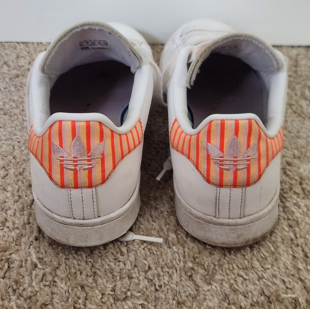 Stan Smith For Adidas White and Orange Sneakers (8.5) - Picture 3 of 6